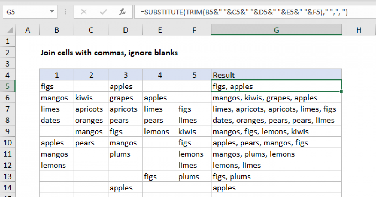 Excel Concatenate Rows Into One Cell With Comma